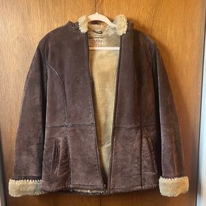 Wilsons Leather Brown Jacket with Cream Accents
